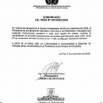 Presidencia de Diputados deja sin efecto convocatoria de reinstalación de sesión para el lunes 7 de noviembre
